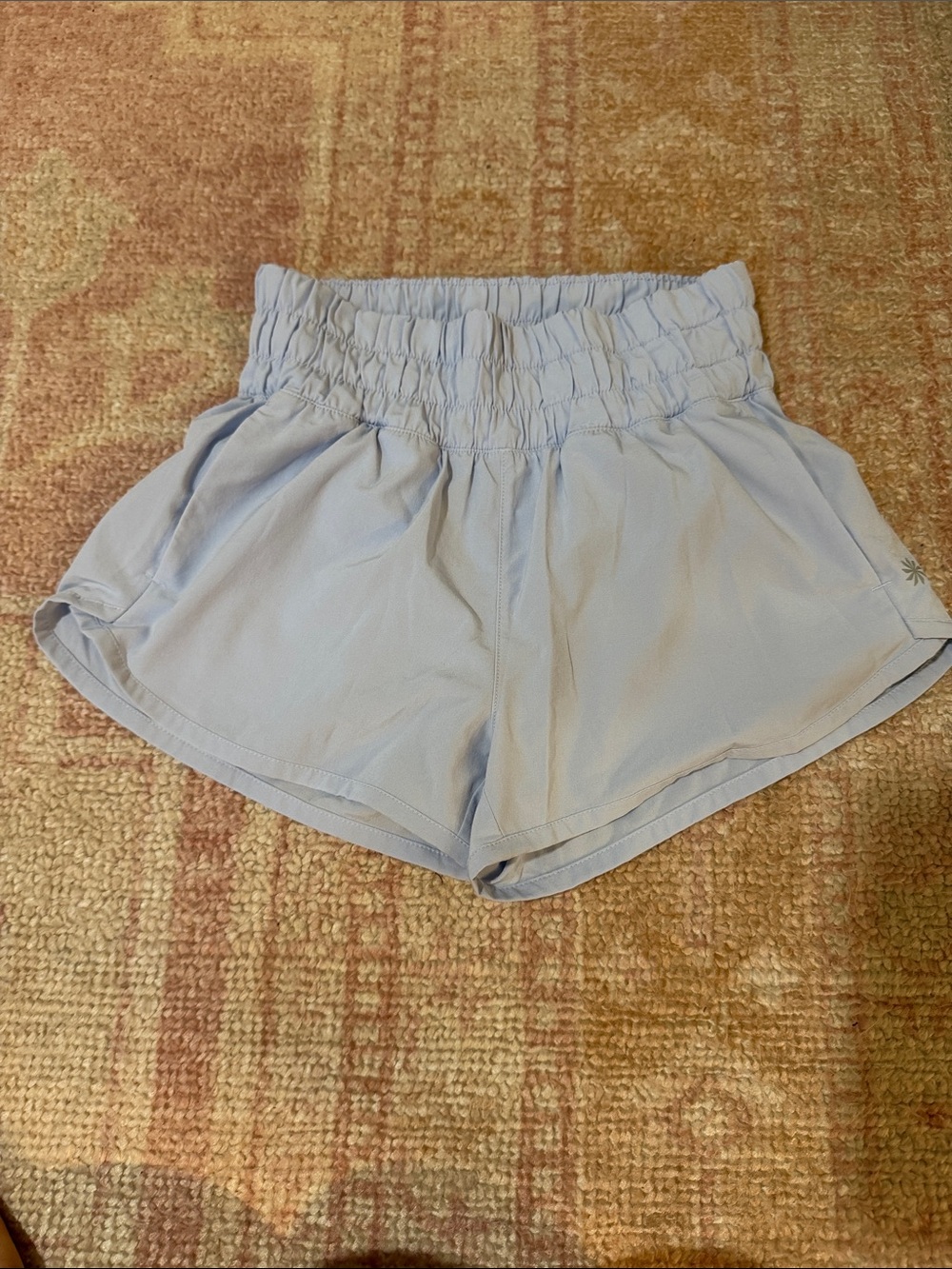 Athleta Light Blue Smocked-Waist Athletic Shorts